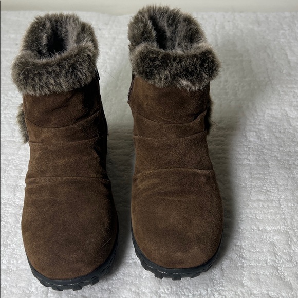 KHOMBU brown suede leather and faux fur ankle snow boots 7 - Picture 2 of 11